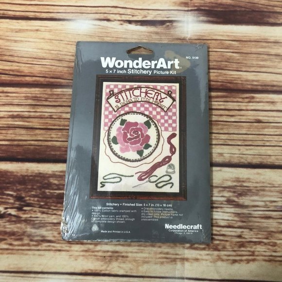 WonderArt Stitchery ~ Kit No. 5139 ~ “Stitchery is Dear to My Heart” ~ 5" x 7" - Picture 1 of 5